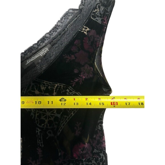 Vintage Jonathan Martin Burnout Velvet Semi-Sheer Floral Lace Trim Dress 8 - Picture 8 of 10